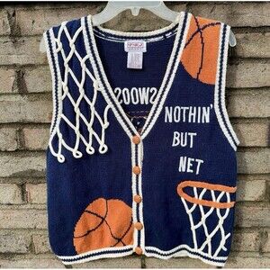 Vintage PBJ Sport Basketball Game Day Shirt Mom Spirit Sweater Vest Large 90s